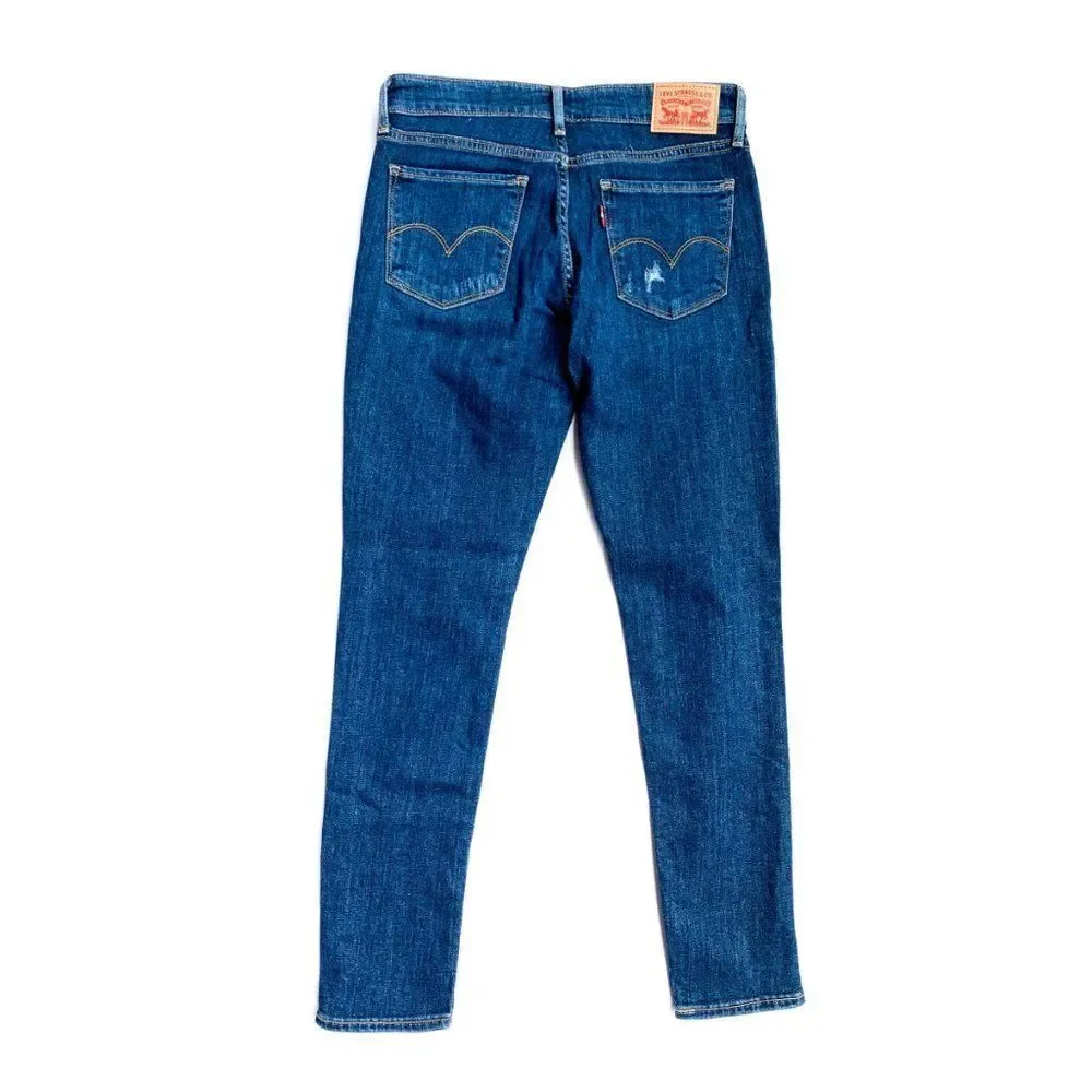 Levi's 711 Dark Wash Distressed Skinny Jeans